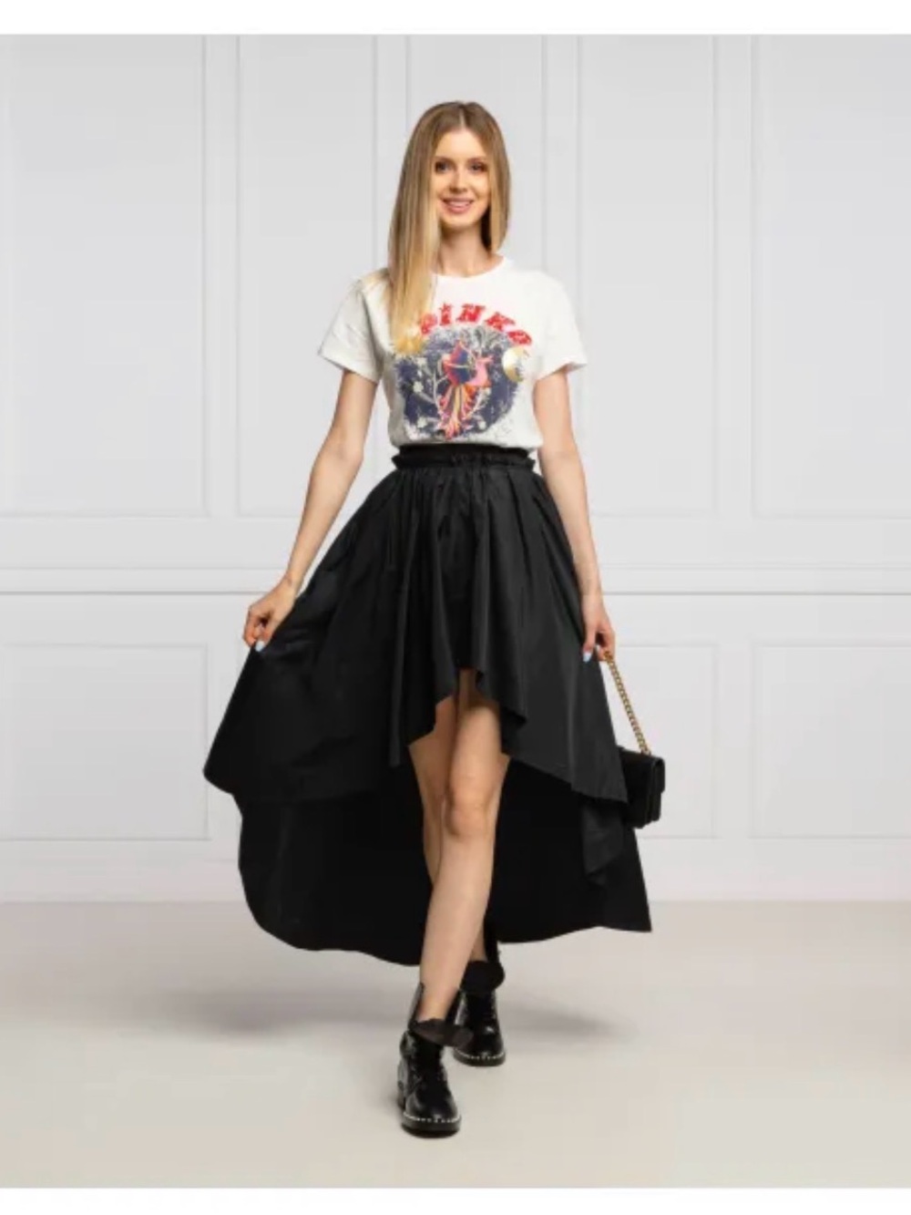 Pinko Red High-Low Full Skirt